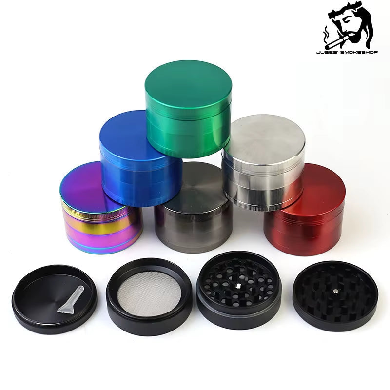 JUSES' S 40/50/63MM Metal Tobacco Grinder Flat Zinc Alloy Spice Herbal Crusher Manual Herb Grinders for Smoking Accessories