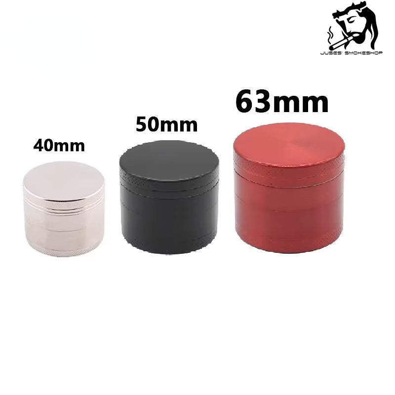 JUSES' S 40/50/63MM Metal Tobacco Grinder Flat Zinc Alloy Spice Herbal Crusher Manual Herb Grinders for Smoking Accessories