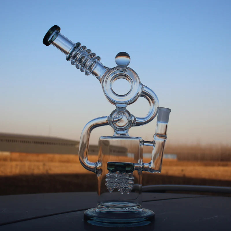 Approx. 11.5" Recycler Style Water Pipe W/ Dual Percs