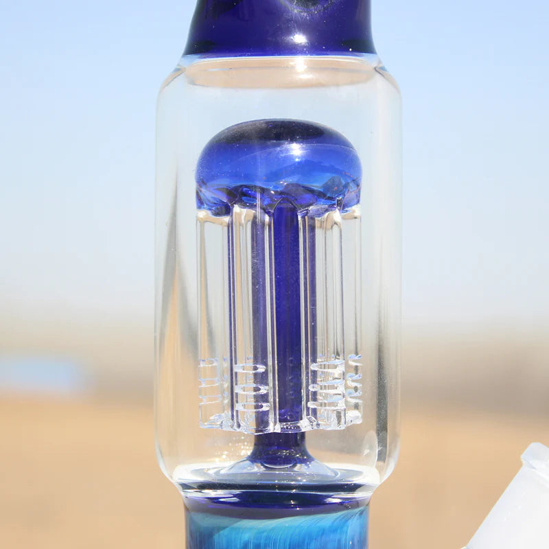 10.5" Blue Buddha Glass Water Pipe