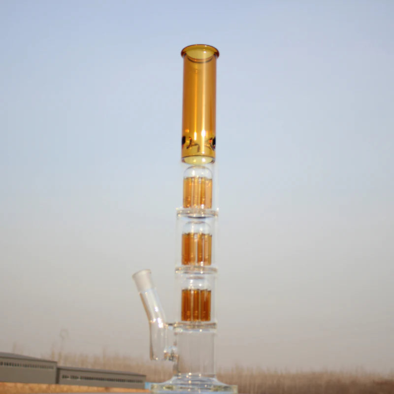 Approx. 19" Triple Tree Percolator Glass Water Pipe