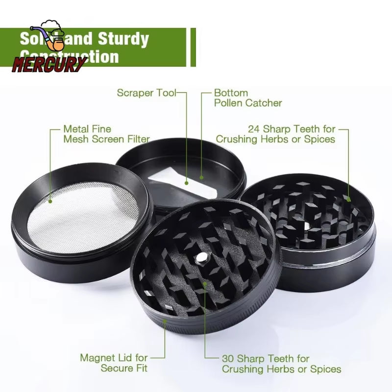 MERCURY Mini Herb Grinder for Smoking 4 Layers 63Mm Mill Zinc Alloy Tobacco Crusher Dry Herbal Grinders Grass Smoke Accessories