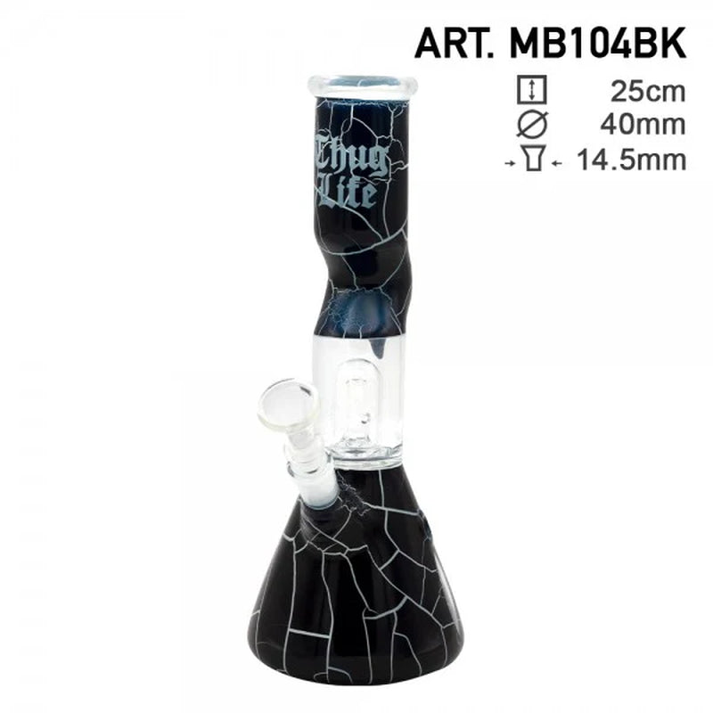 Thug Life | 10" Cracked Stone Glass Water Pipe