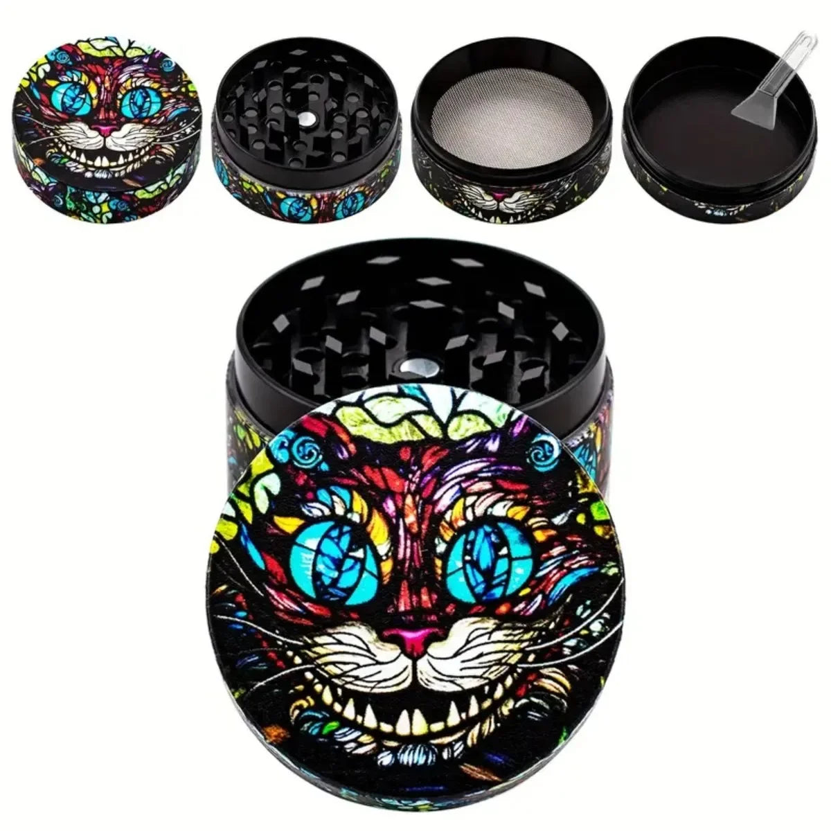 2inch Metal Cat Herb Grinder 4-Layers Manual Crusher Mill Mortar Grass Raw Tobacco Grinder Cigarette Tool Smoking Accessories