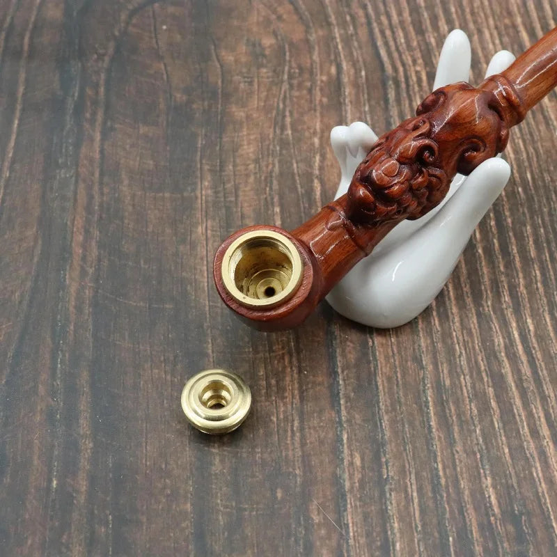 Wood Dual Copper Pot Cigarette Smoke Filter Holder, Tobacco Pipes Smoking Grass Grinder Accessories, Steamers Bong Blender, Herb