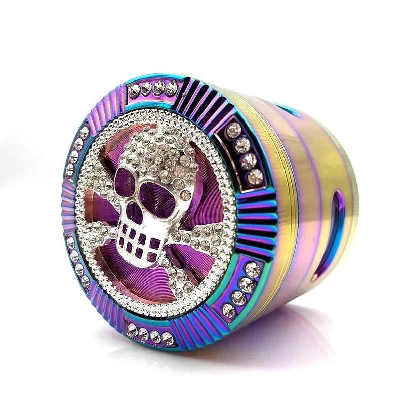 Skull Shape Tobacco Grinder, 4 Layers, 63mm, Rainbow Color, Zinc Alloy, Herb Grinders for Smoking, Tobacco Crusher, New Style