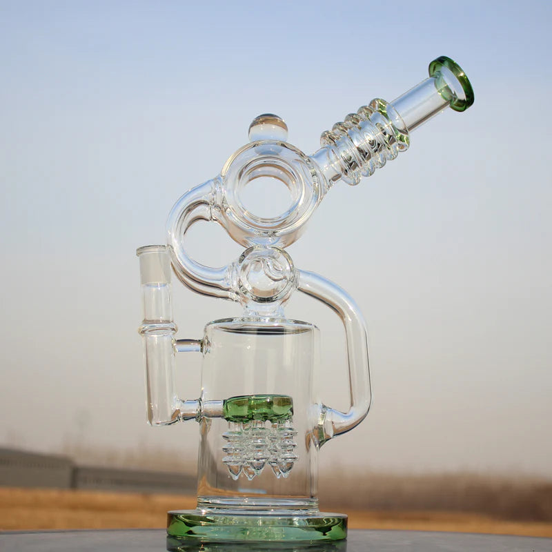 Approx. 11.5" Recycler Style Water Pipe W/ Dual Percs