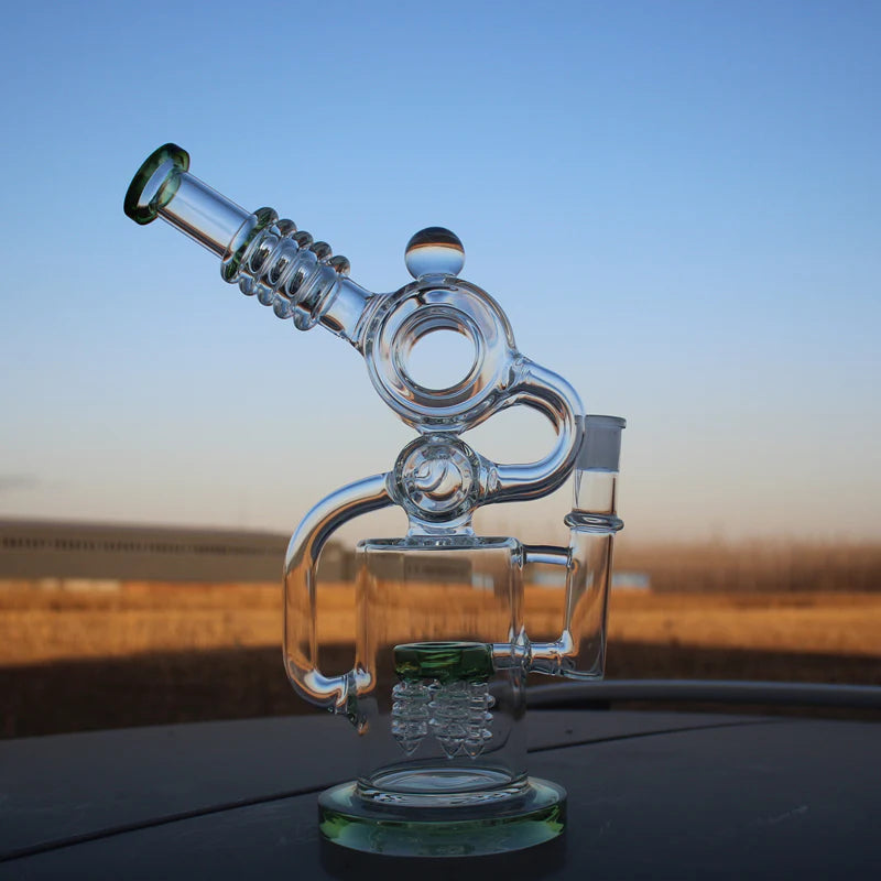 Approx. 11.5" Recycler Style Water Pipe W/ Dual Percs