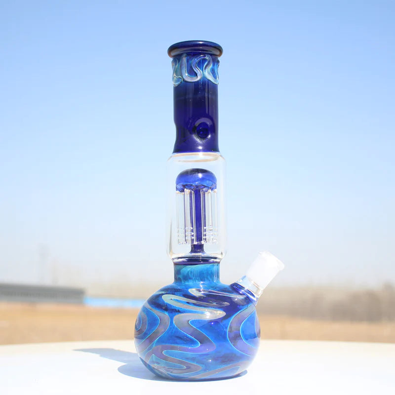 10.5" Blue Buddha Glass Water Pipe